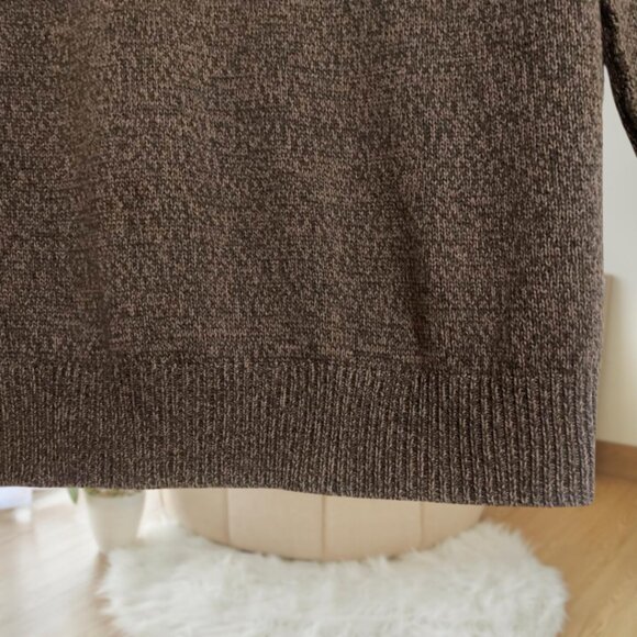 BCBGeneration Brown Tan Ribbed V-Neck Sweater, Exposed Seams, Size XXS - Cotton - Picture 6 of 16